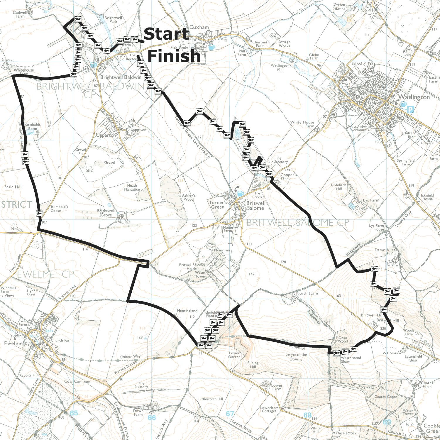 South Oxfordshire Sponsored Ride course map